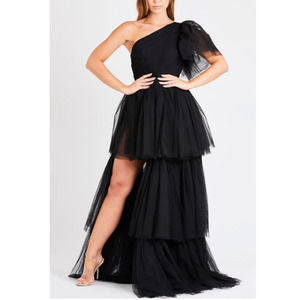 SALE Anthropologie One Shoulder Formal Dress size 16 Tulle Goth Wedding Bride